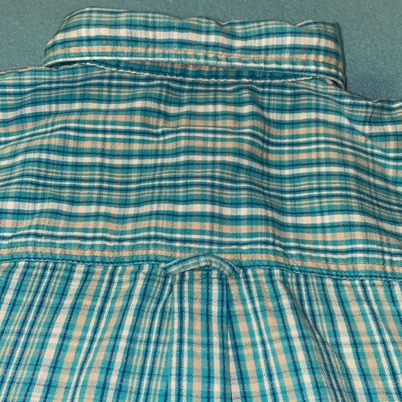 ST. JOHN’S BAY button up short sleeve cotton camp shirt turquoise white size L - Picture 9 of 9